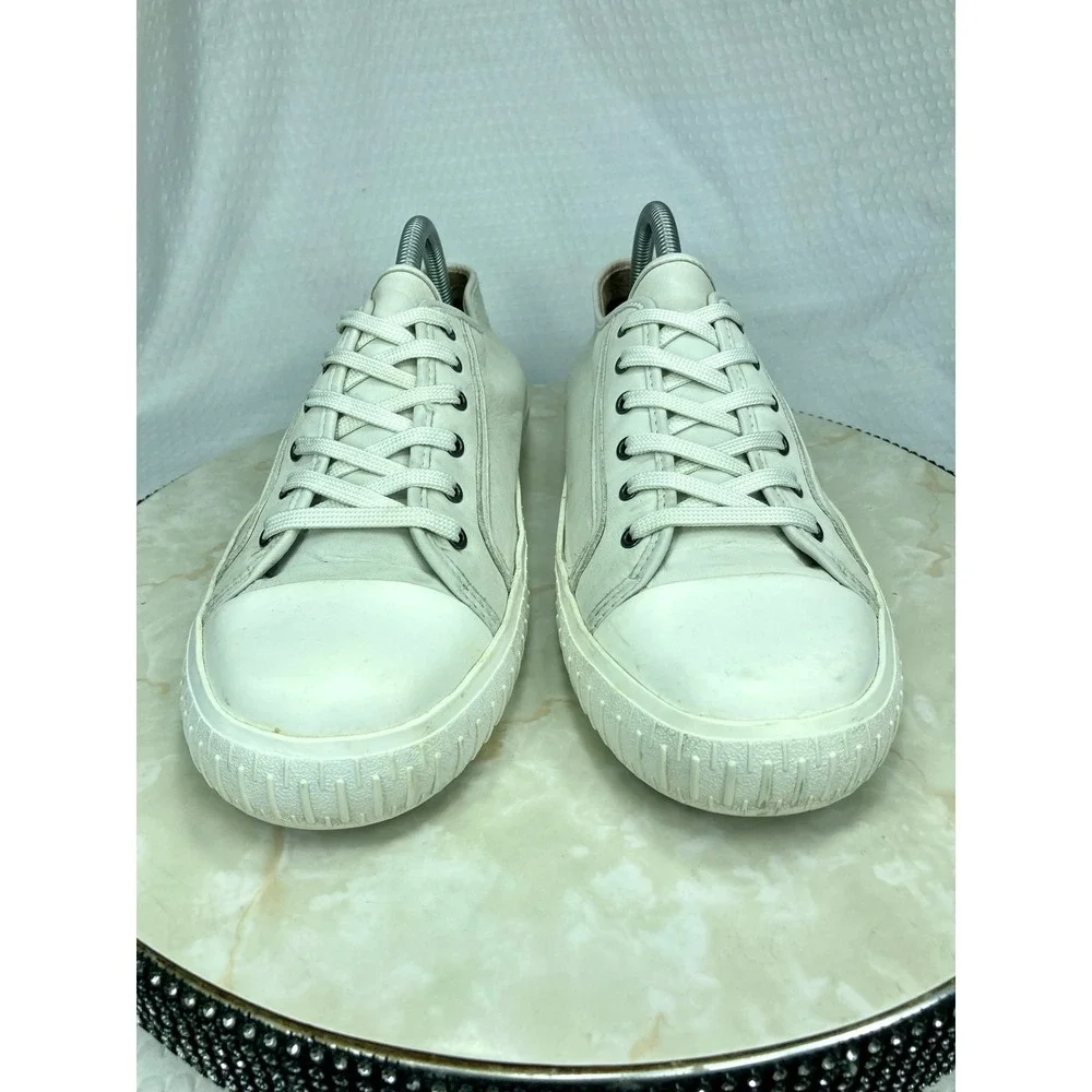 Eileen Fisher Leather Low Top Shoes Womens Sz 10 Cream Lace Up Comfort Sneakers